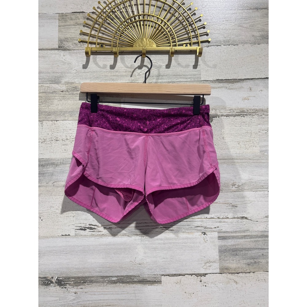 Lululemon Speed Up Shorts Womens 4 Pink Purple Geometric Athletic Run